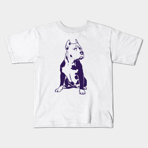 Purple Pitbull Lover Kids T-Shirt by ArtByGrammy